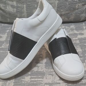 Vince White and Black Slip-On Sneakers